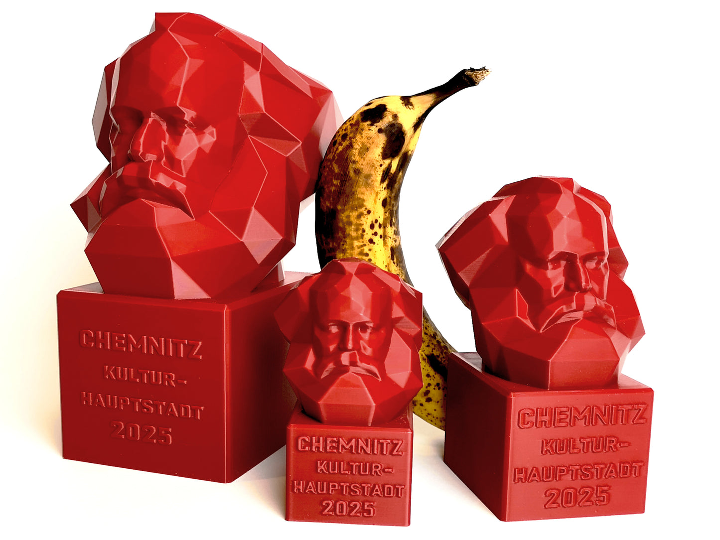 Karl Marx Kopf Monument Chemnitz mini Modell Deko rot Kommunismus