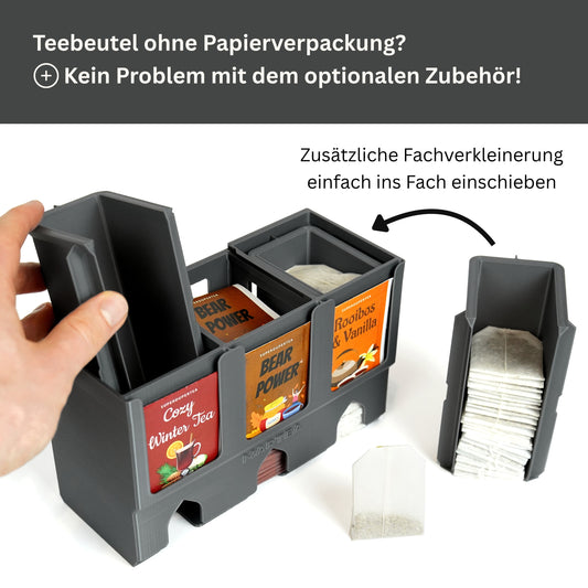Tee_Aufbewahrung_Fachverkleinerung_lose_unverpackte_Teebeutel_ohne_Papierverpackung