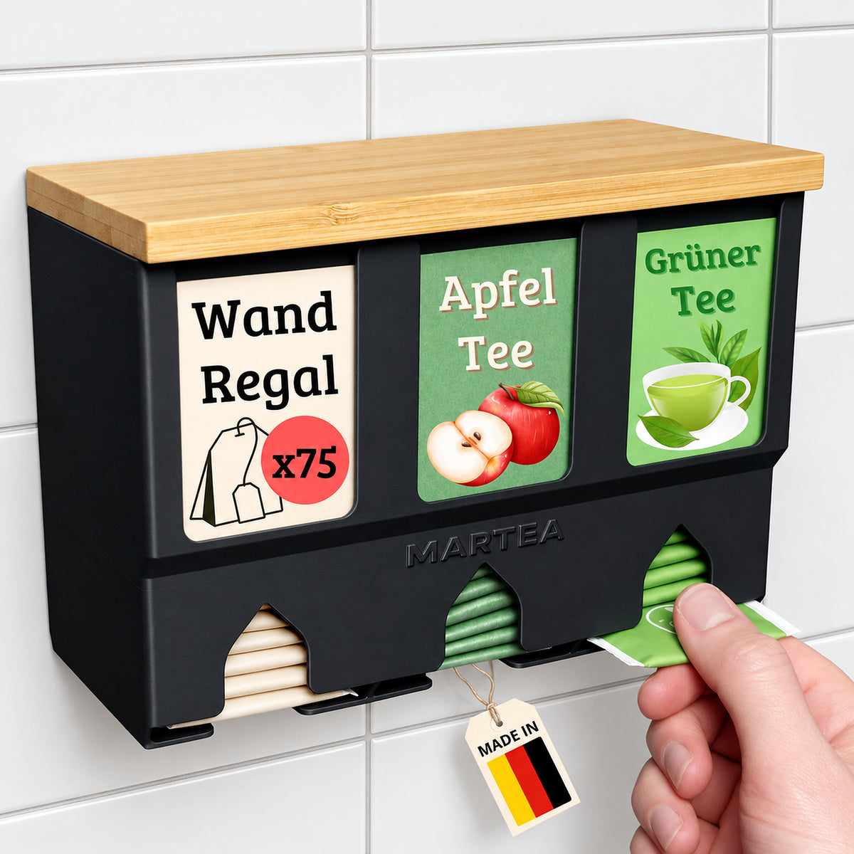 tee_regal_schwarz_fuer_die_Wand_ankleben_Kueche_Organizer_Aufbewahrung