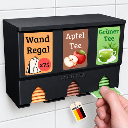 tee_spender_schwarz_fuer_die_Wand_ankleben_Gastro_Hotel_Organizer_hochkant_senkrecht_zum_herausziehen